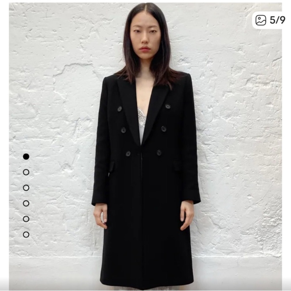 Zara Manteco Wool Black Double-Breasted Coat